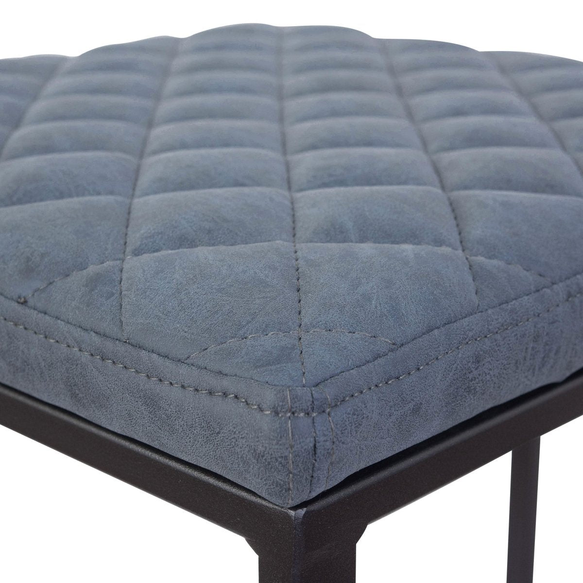 Quincy Quilted Stitched Leather Bar Stools With Gold/Black Metal Frame