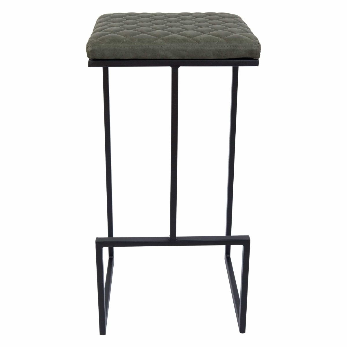 Quincy Quilted Stitched Leather Bar Stools With Gold/Black Metal Frame