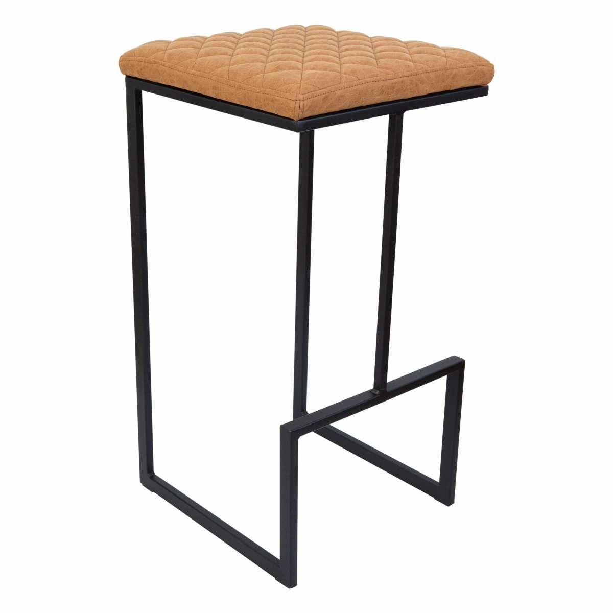 Quincy Quilted Stitched Leather Bar Stools With Gold/Black Metal Frame
