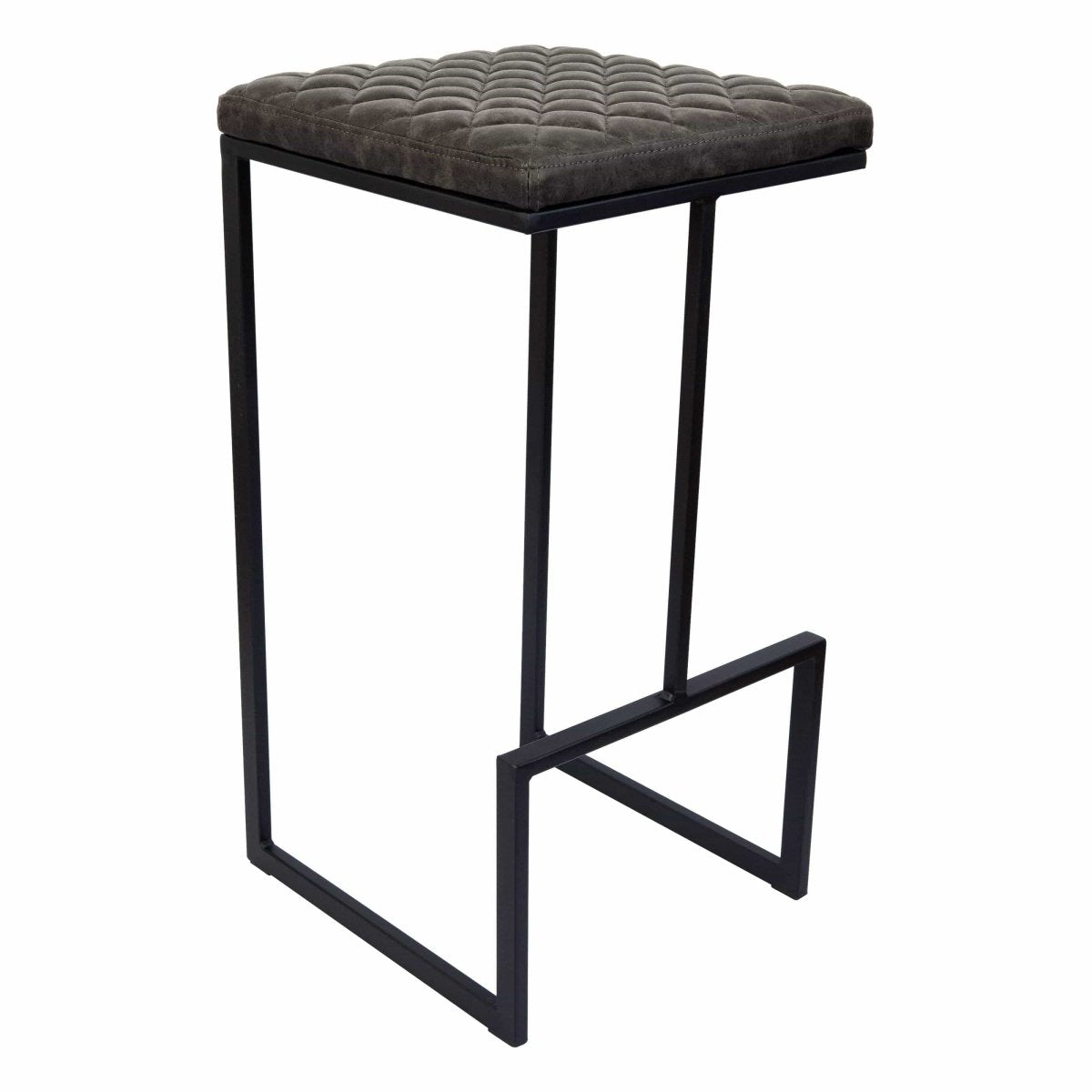 Quincy Quilted Stitched Leather Bar Stools With Gold/Black Metal Frame