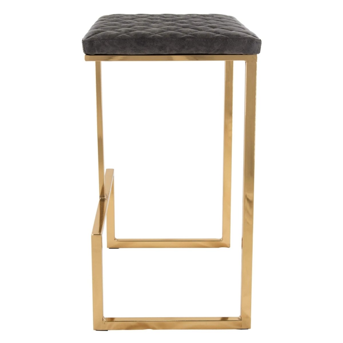 Quincy Quilted Stitched Leather Bar Stools With Gold/Black Metal Frame