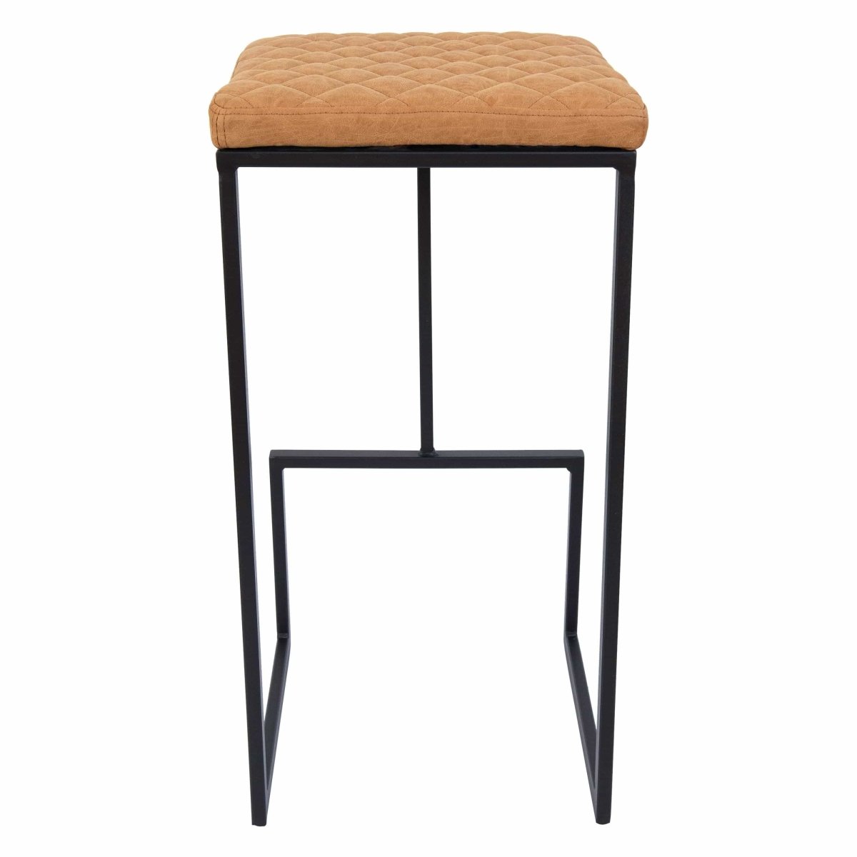 Quincy Quilted Stitched Leather Bar Stools With Gold/Black Metal Frame