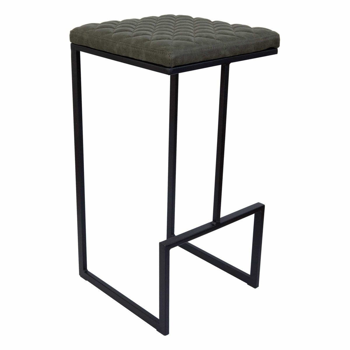 Quincy Quilted Stitched Leather Bar Stools With Gold/Black Metal Frame