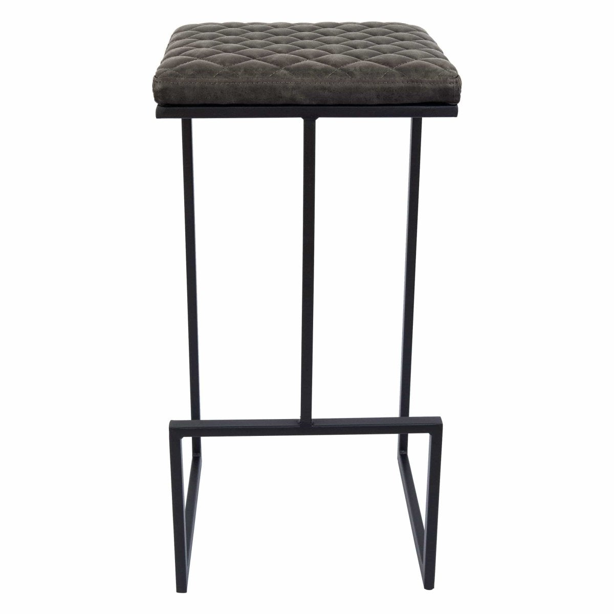 Quincy Quilted Stitched Leather Bar Stools With Gold/Black Metal Frame