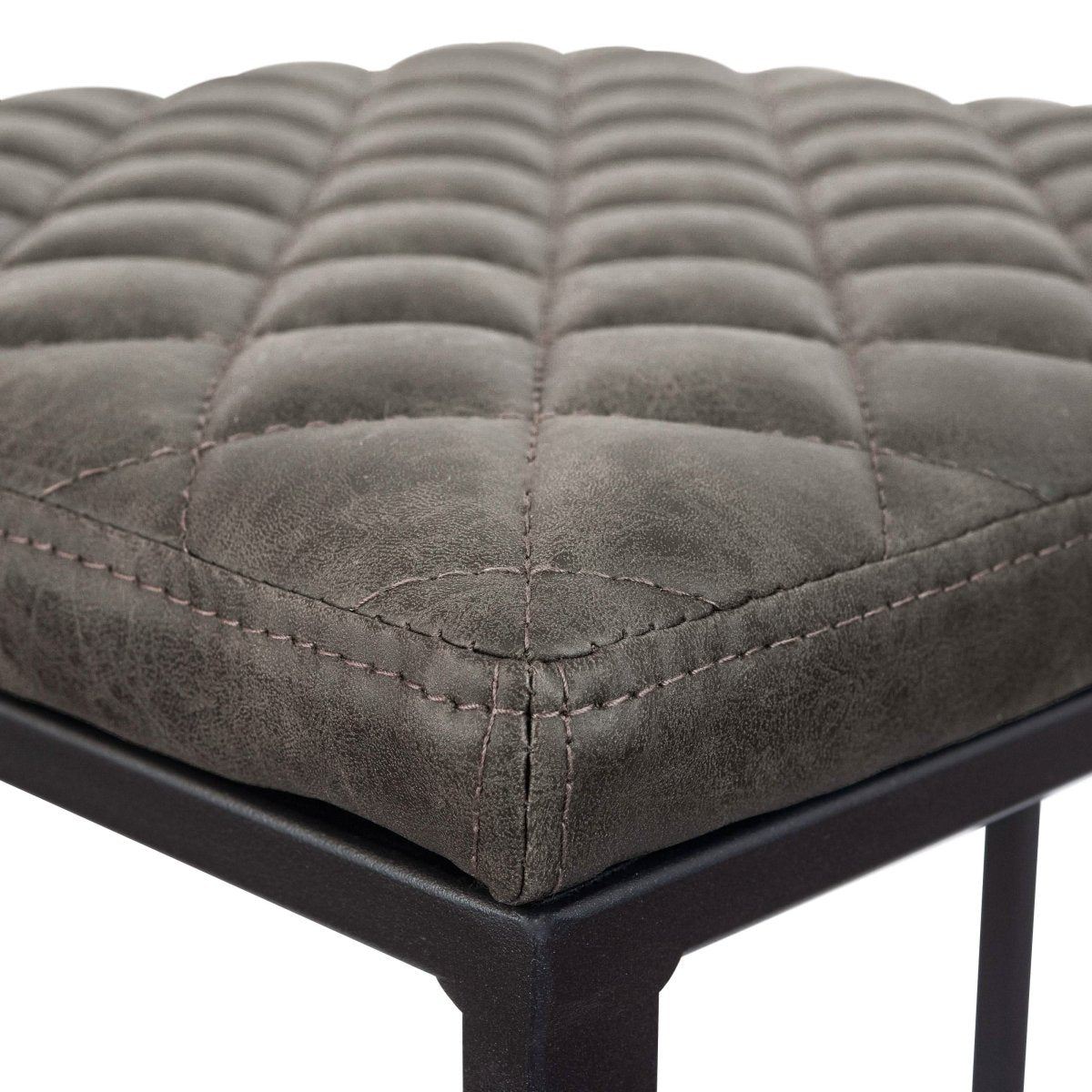 Quincy Quilted Stitched Leather Bar Stools With Gold/Black Metal Frame