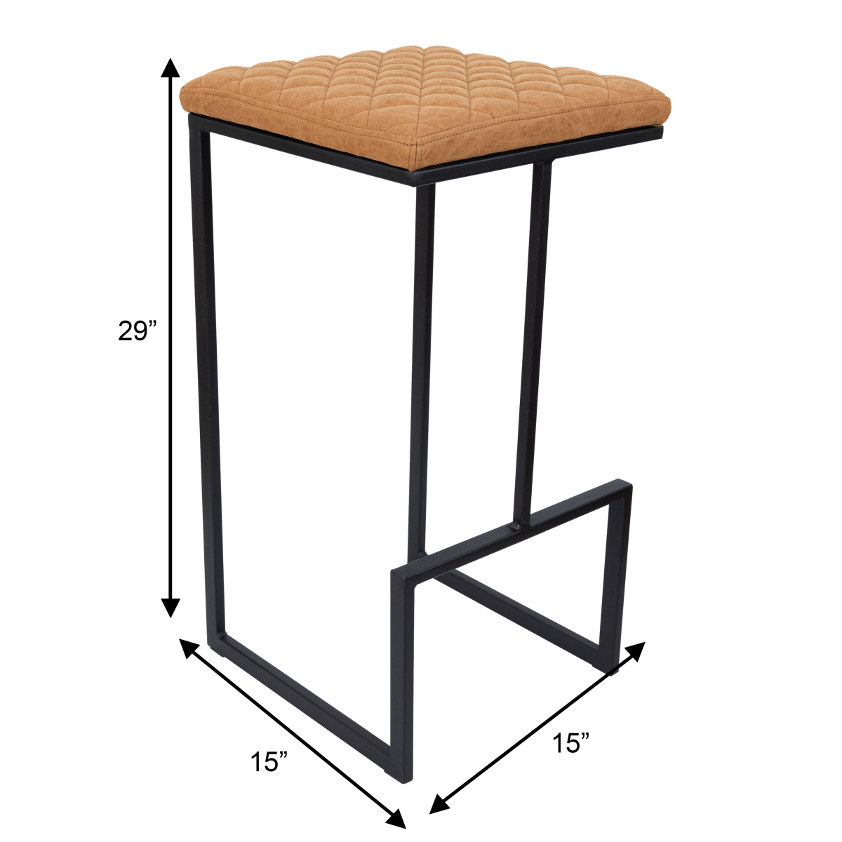Quincy Quilted Stitched Leather Bar Stools With Gold/Black Metal Frame