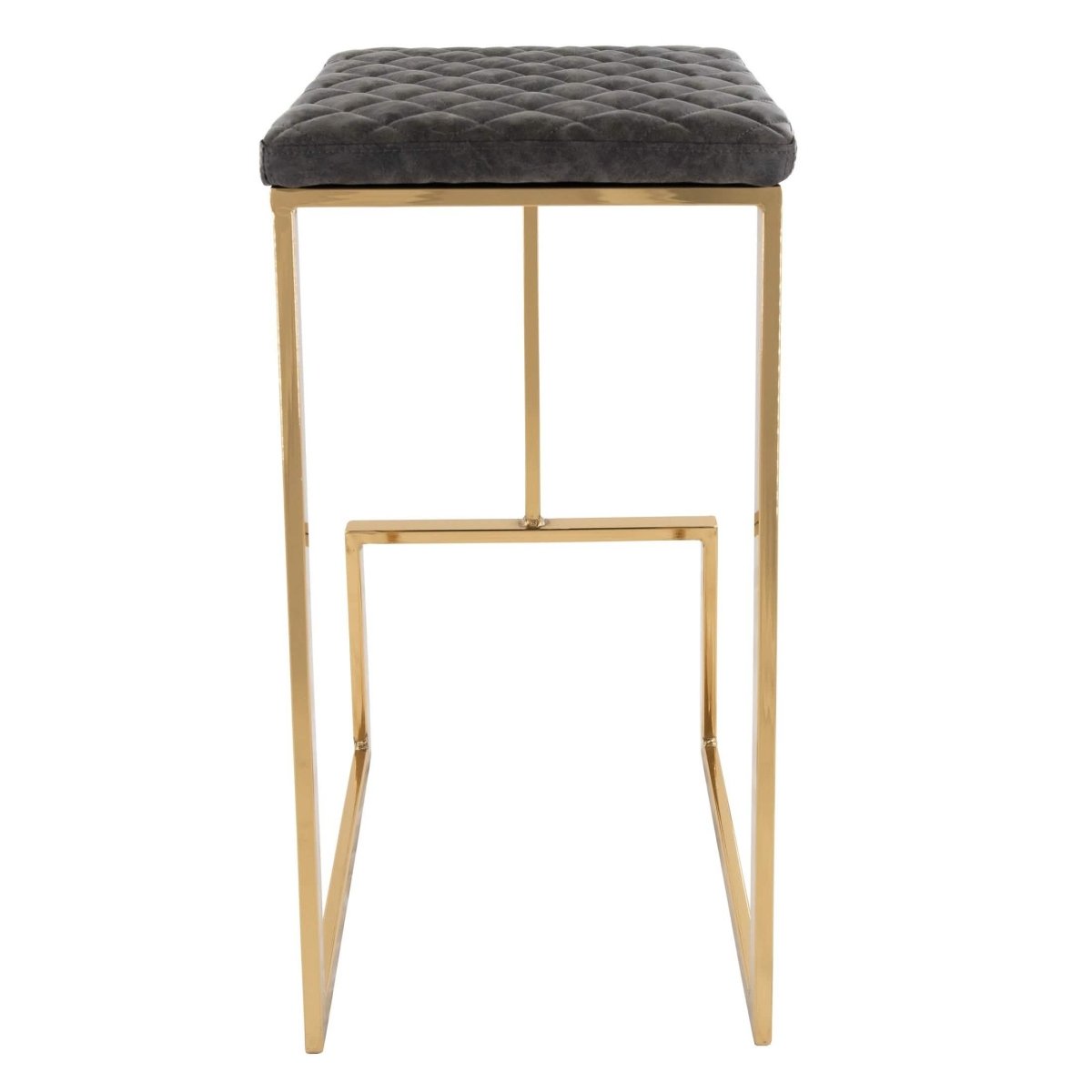 Quincy Quilted Stitched Leather Bar Stools With Gold/Black Metal Frame