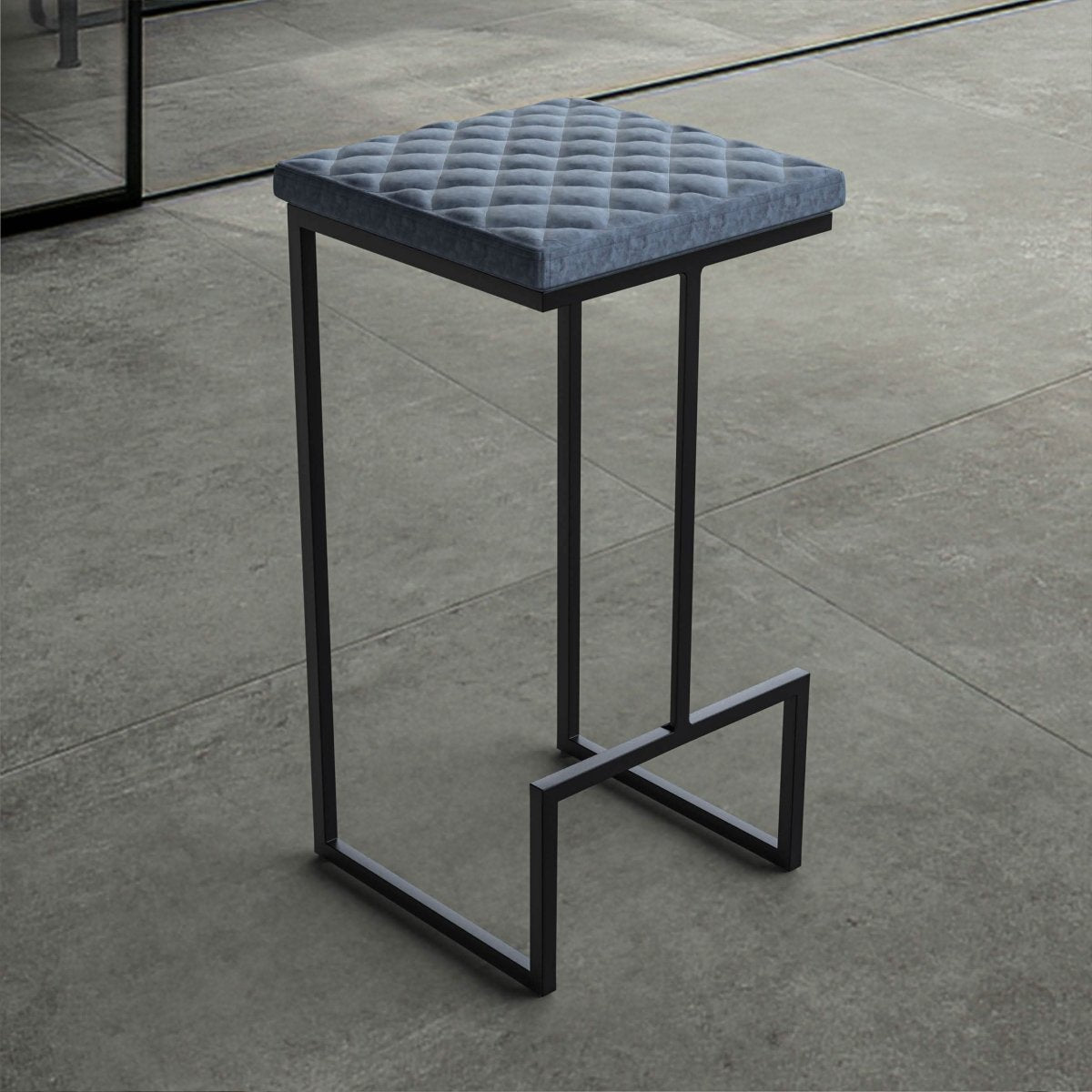 Quincy Quilted Stitched Leather Bar Stools With Gold/Black Metal Frame