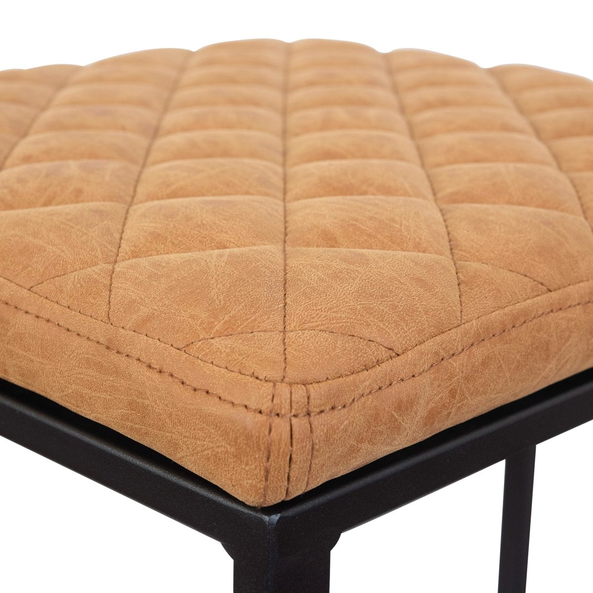 Quincy Quilted Stitched Leather Bar Stools With Gold/Black Metal Frame