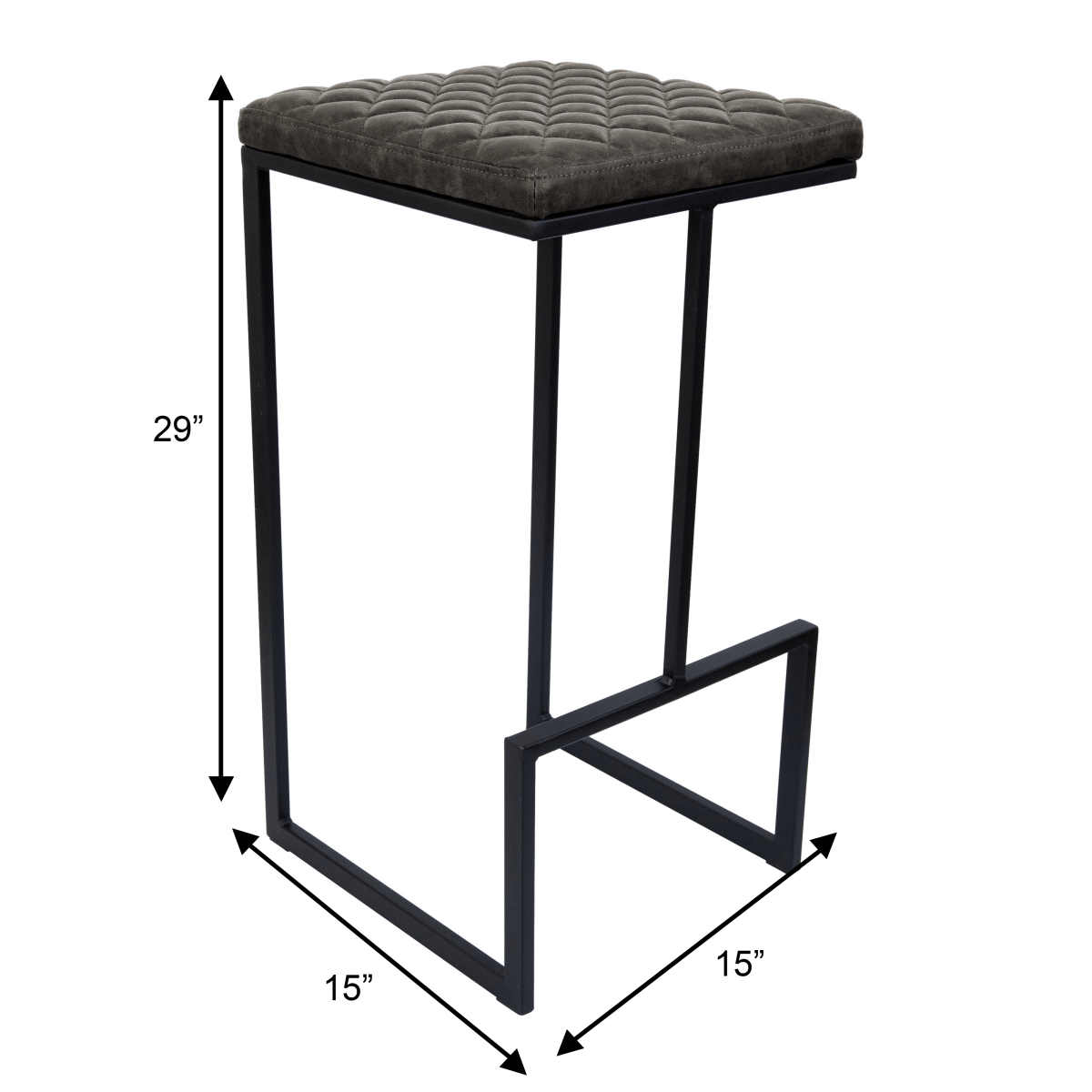 Quincy Quilted Stitched Leather Bar Stools With Gold/Black Metal Frame