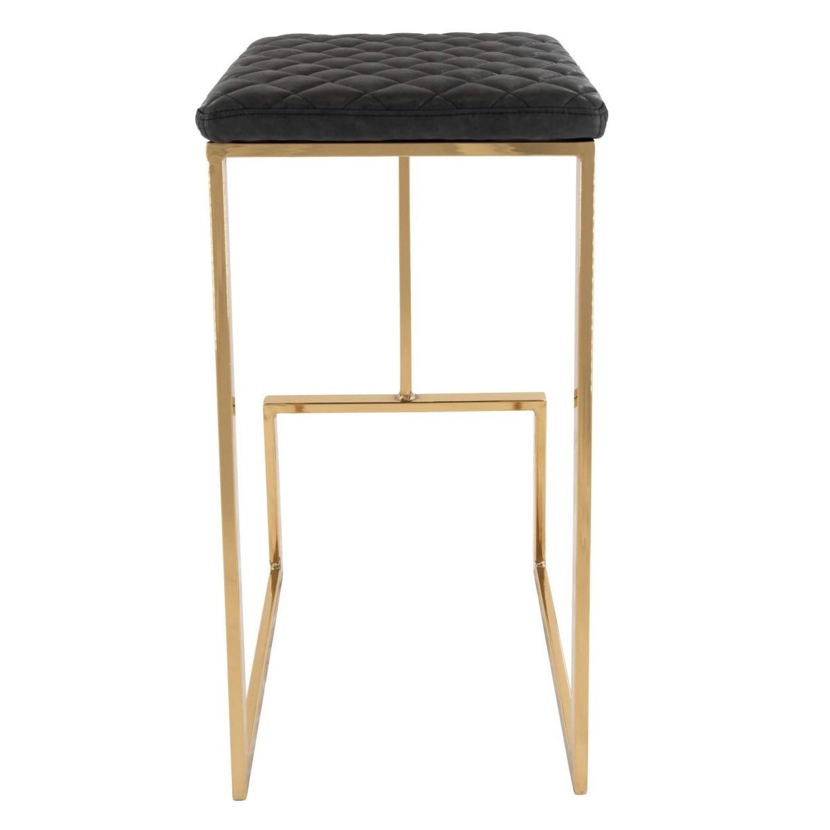 Quincy Quilted Stitched Leather Bar Stools With Gold/Black Metal Frame
