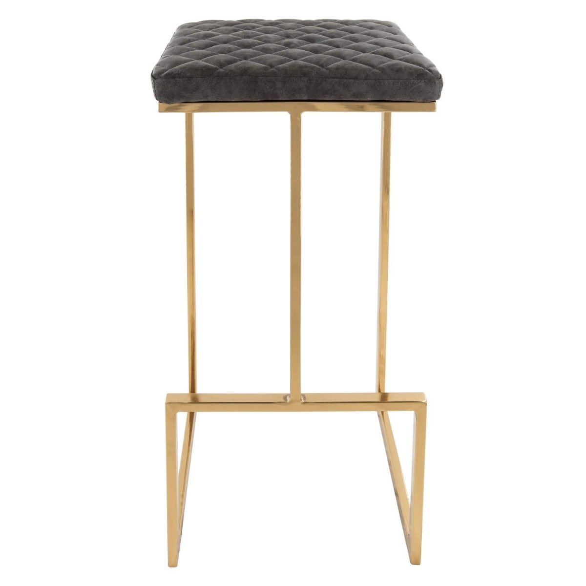 Quincy Quilted Stitched Leather Bar Stools With Gold/Black Metal Frame