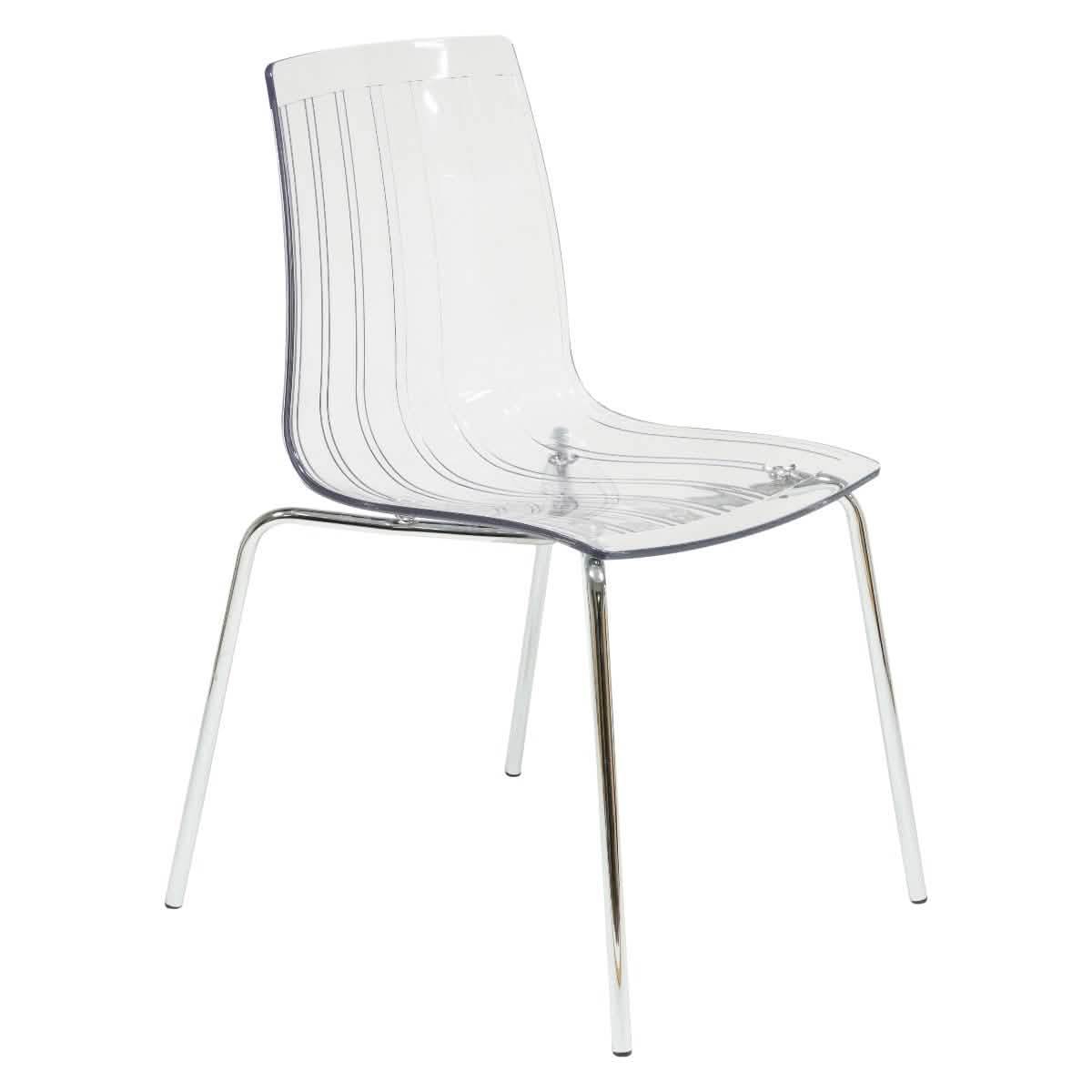 Ralph Modern Pinstripe Design Dining Chair in Chrome
