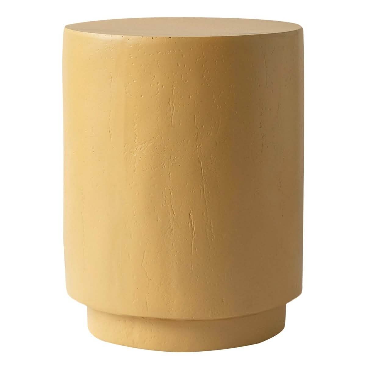 Ramble 14" Wide Round Side Fiberstone Table With Travertine/Painted Finish Tapered Base