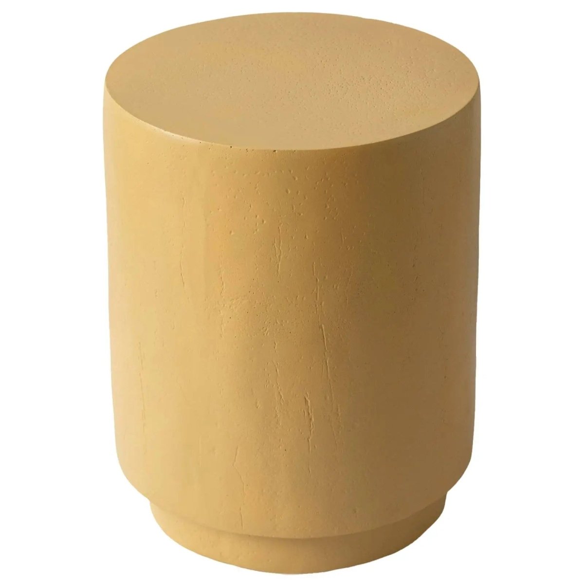 Ramble 14" Wide Round Side Table – Modern Fiberstone Accent End Table for Indoor Outdoor Beige Side Table Leisuremod