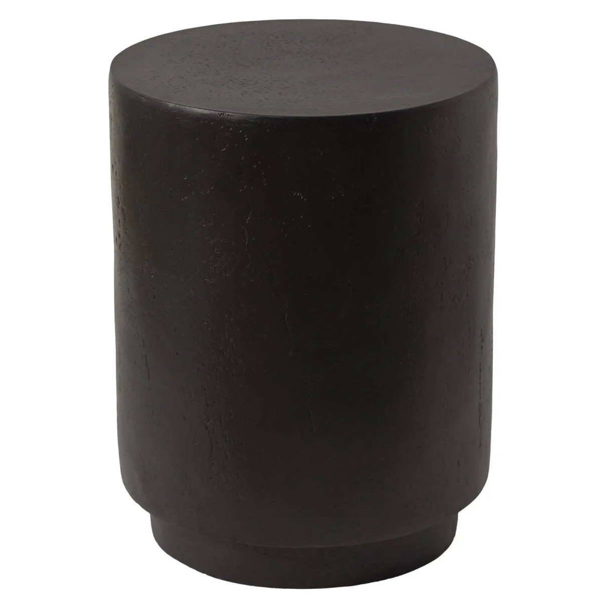 Ramble 14" Wide Round Side Table – Modern Fiberstone Accent End Table for Indoor Outdoor Black Side Table Leisuremod