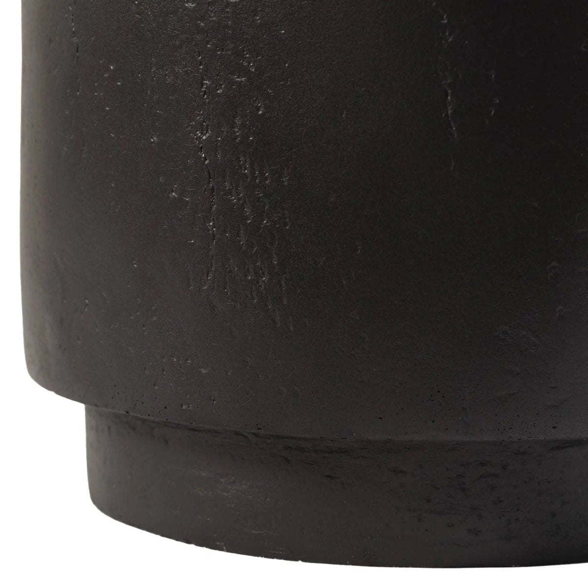 Ramble 14" Wide Round Side Table – Modern Fiberstone Accent End Table for Indoor Outdoor Black Side Table Leisuremod