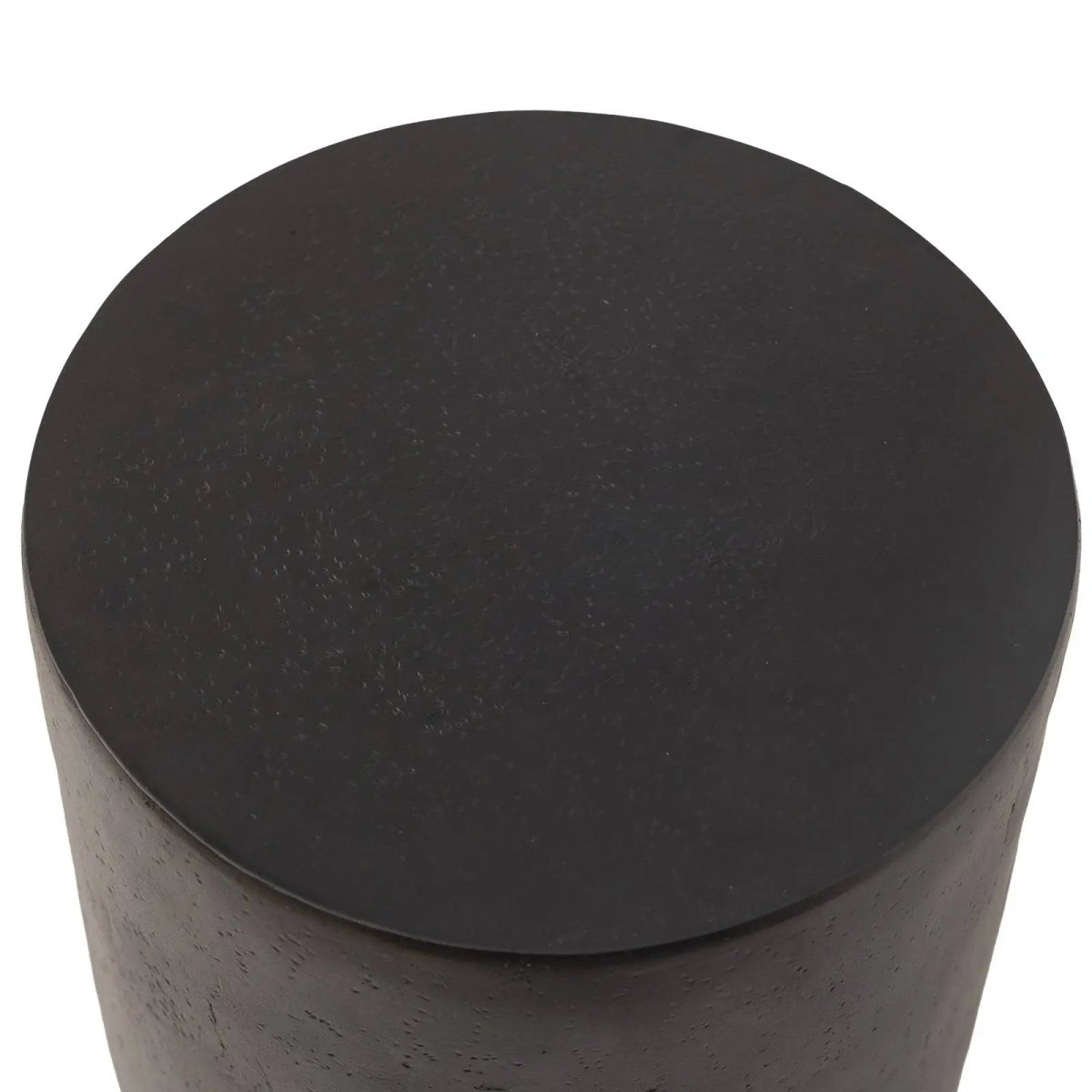 Ramble 14" Wide Round Side Table – Modern Fiberstone Accent End Table for Indoor Outdoor Black Side Table Leisuremod
