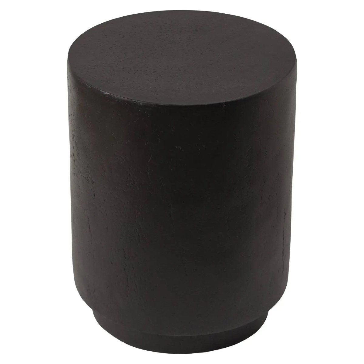 Ramble 14" Wide Round Side Table – Modern Fiberstone Accent End Table for Indoor Outdoor Black Side Table Leisuremod