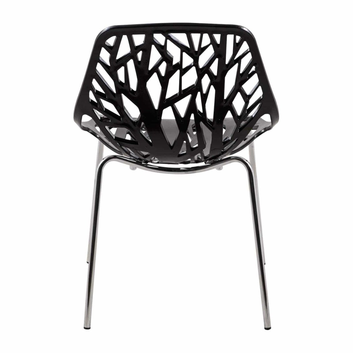 Ravenna 5 - Piece Dining Set: 4 Stackable Plastic Chairs & Round Wood Table, Metal Base