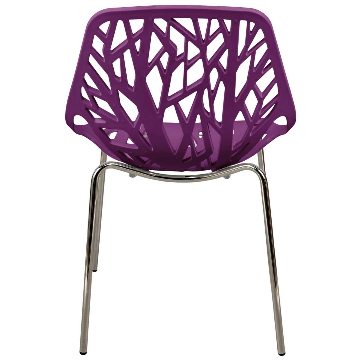 Ravenna 5 - Piece Dining Set: 4 Stackable Plastic Chairs & Round Wood Table, Metal Base
