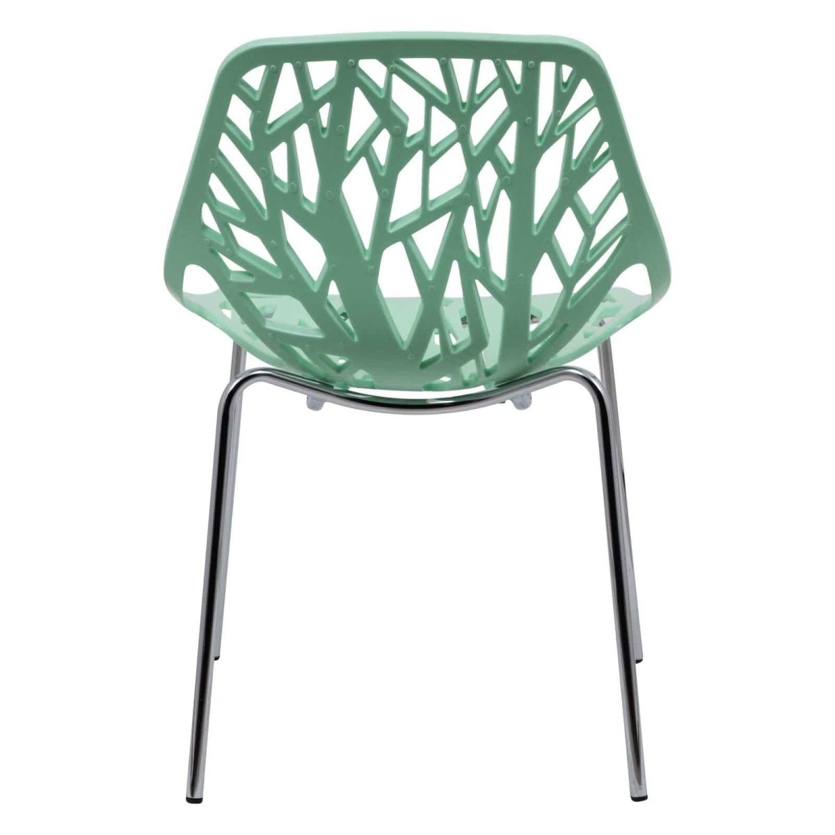 Ravenna 5 - Piece Dining Set: 4 Stackable Plastic Chairs & Round Wood Table, Metal Base