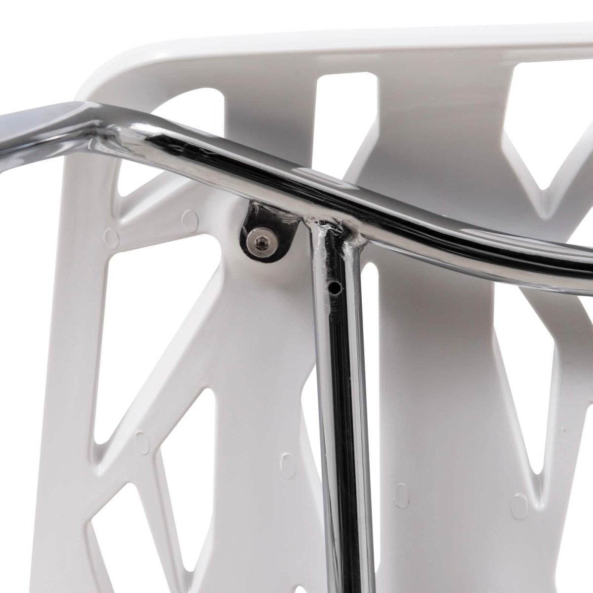 Ravenna 5 - Piece Dining Set: 4 Stackable Plastic Chairs & Round Wood Table, Metal Base