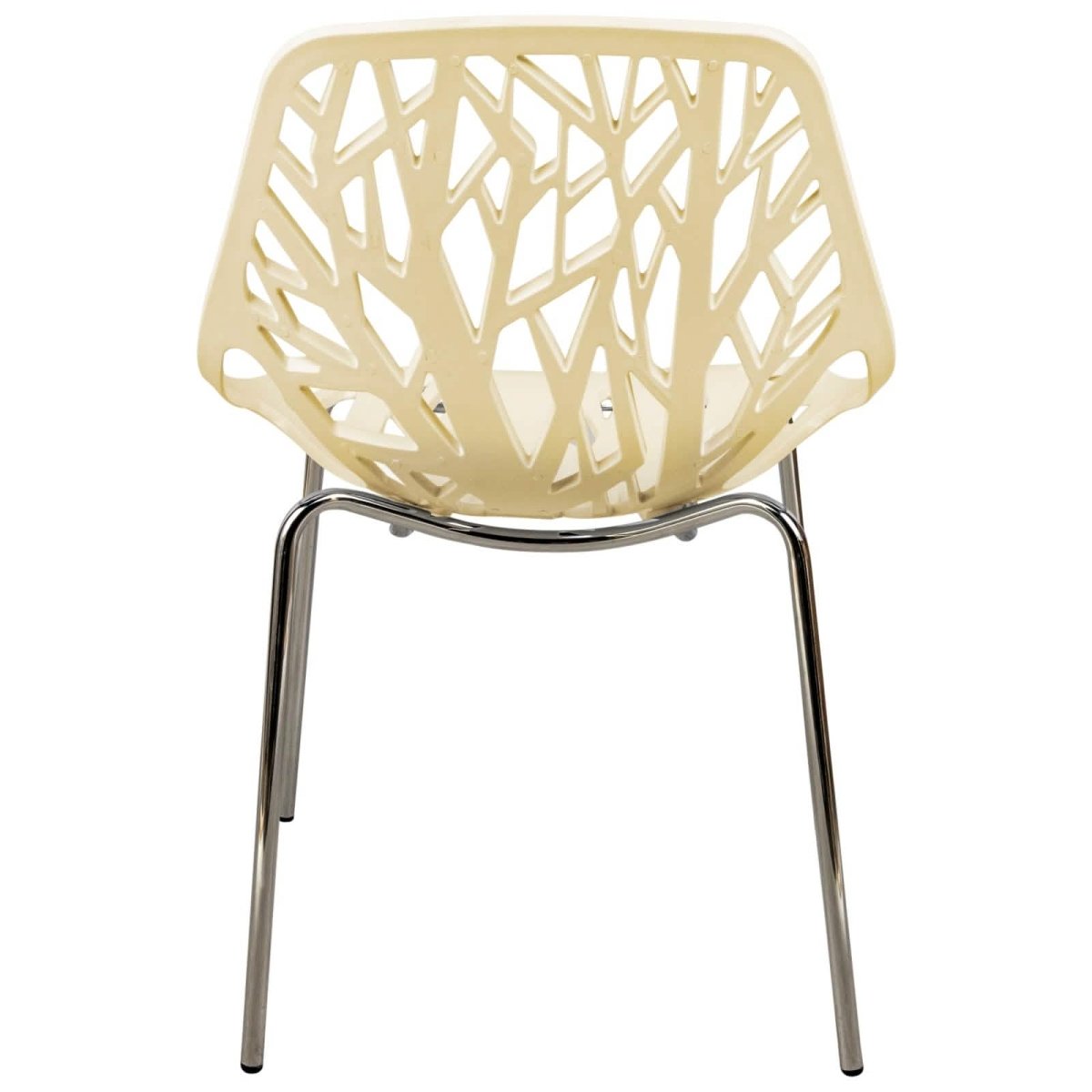 Ravenna 5 - Piece Dining Set: 4 Stackable Plastic Chairs & Round Wood Table, Metal Base