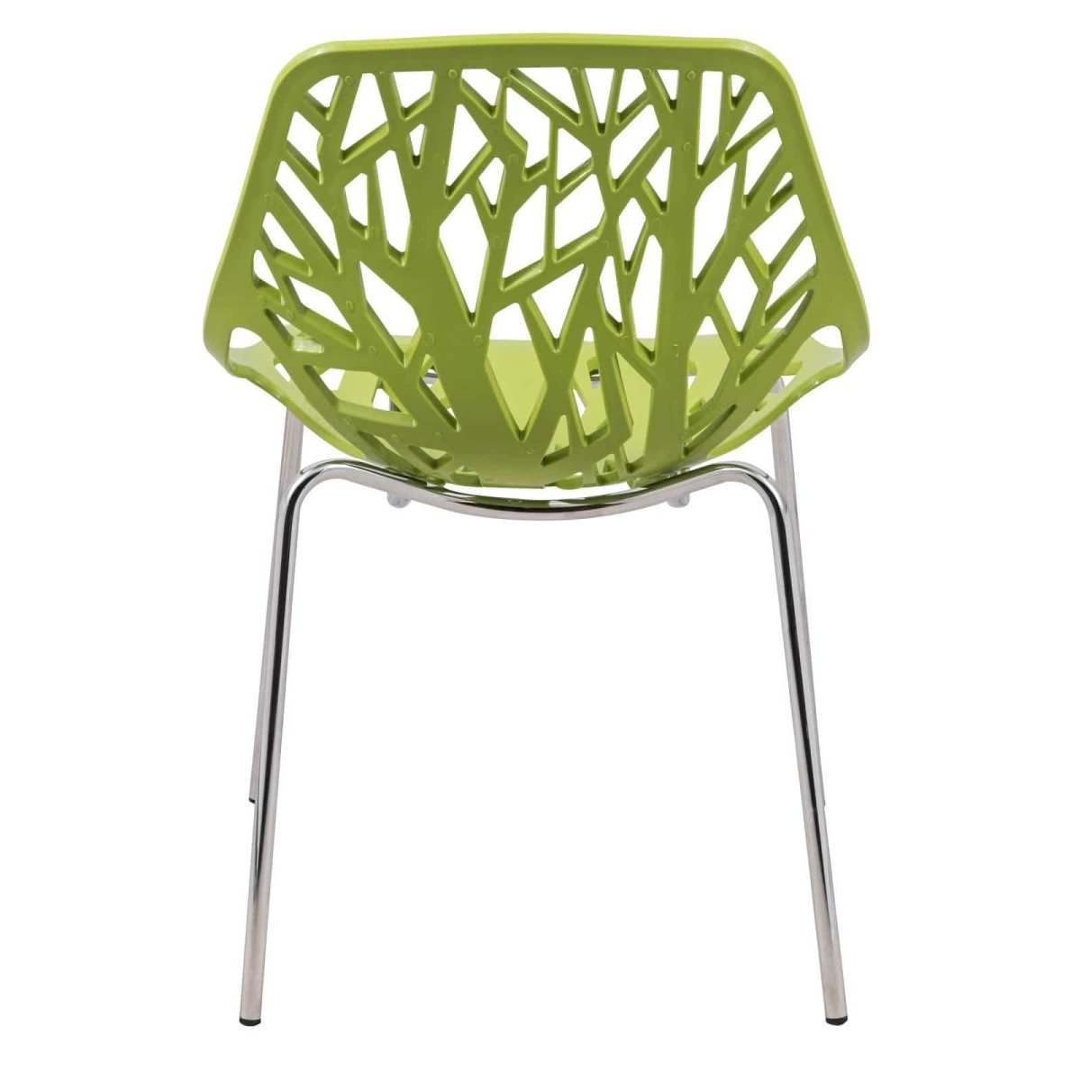 Ravenna 5 - Piece Dining Set: 4 Stackable Plastic Chairs & Round Wood Table, Metal Base