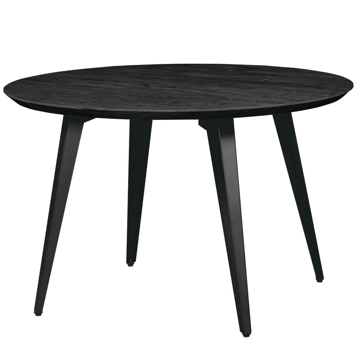 Ravenna 5 - Piece Dining Set: 4 Stackable Plastic Chairs & Round Wood Table, Metal Base