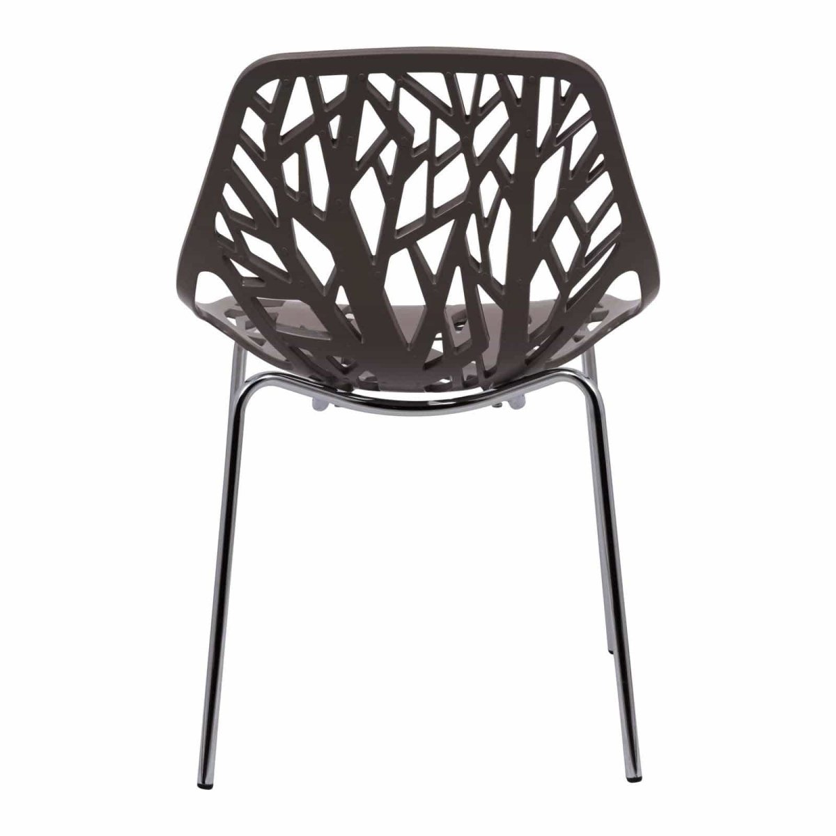 Ravenna 5 - Piece Dining Set: 4 Stackable Plastic Chairs & Round Wood Table, Metal Base