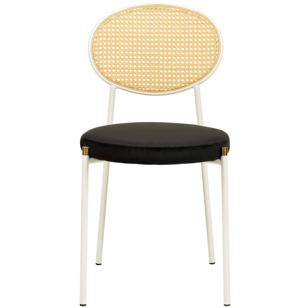 Ravenna 5 - Piece Dining Set with 63" Rectangular Dining Table in Maple with 4 Velvet Dining Chairs in White Steel Legs