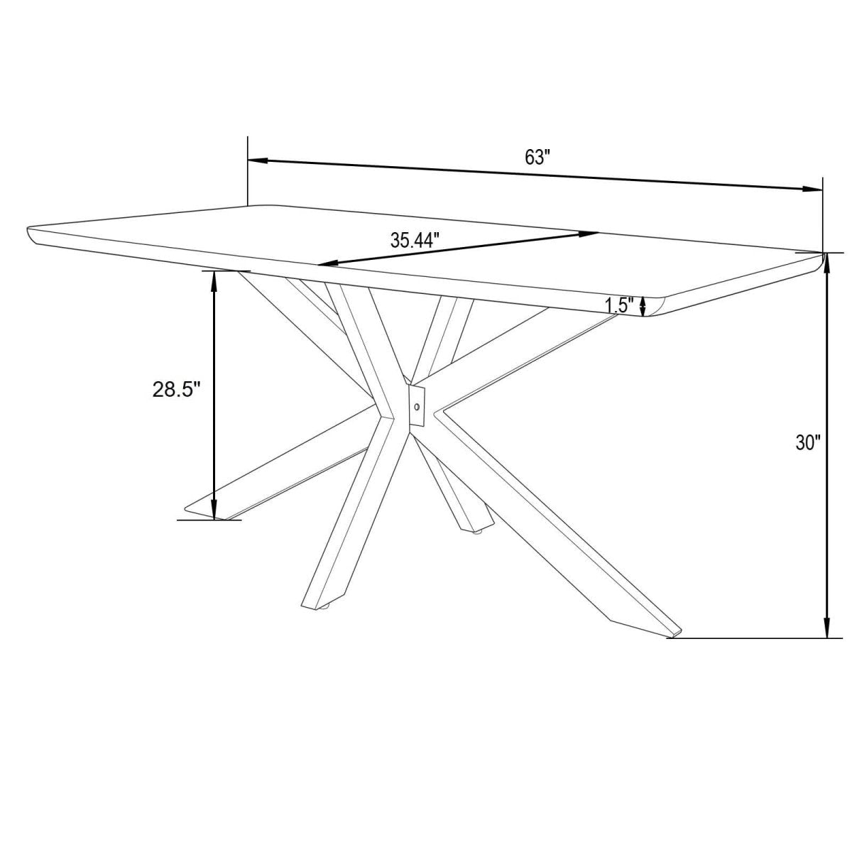 Ravenna 63" Wood Dining Table With Modern Metal Base