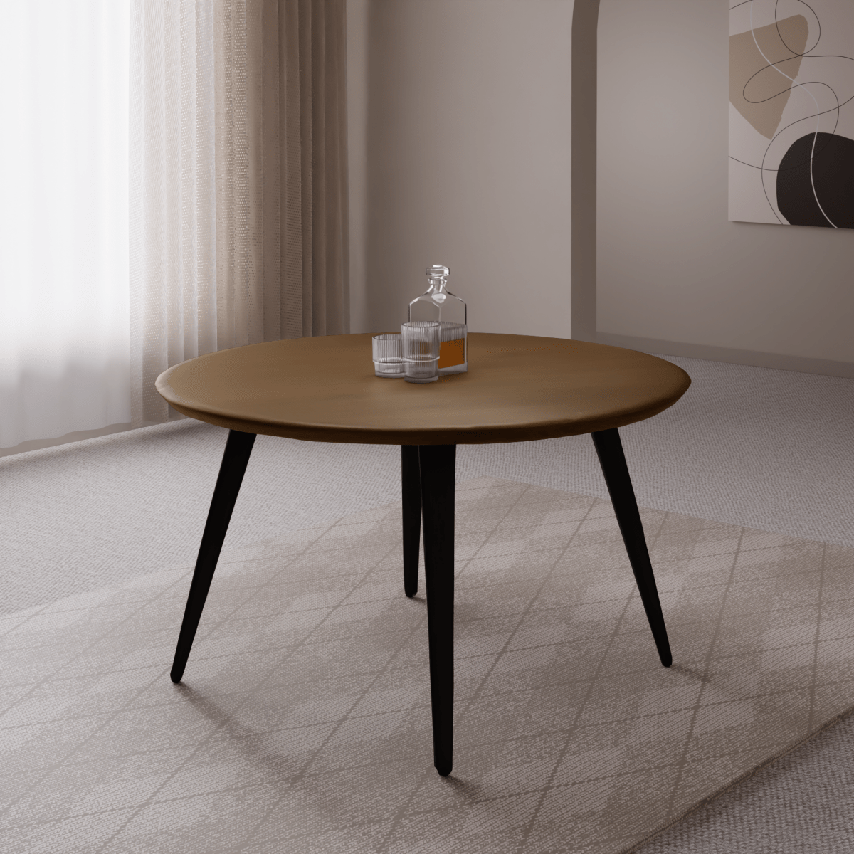 Ravenna Modern Round Wood 47" Dining Table With Metal Legs