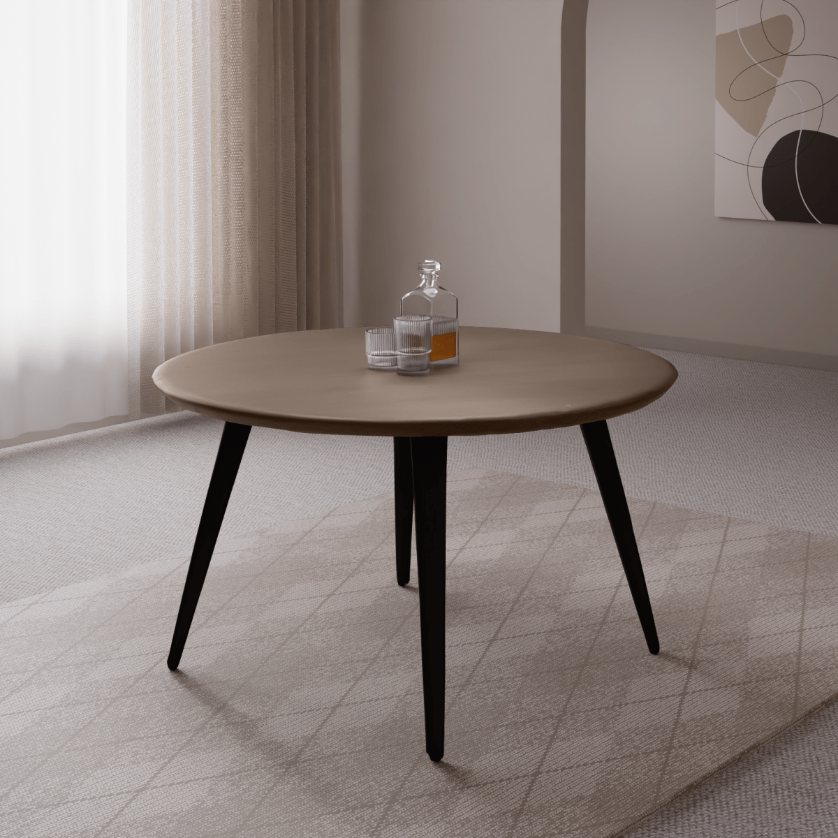 Ravenna Modern Round Wood 47" Dining Table With Metal Legs