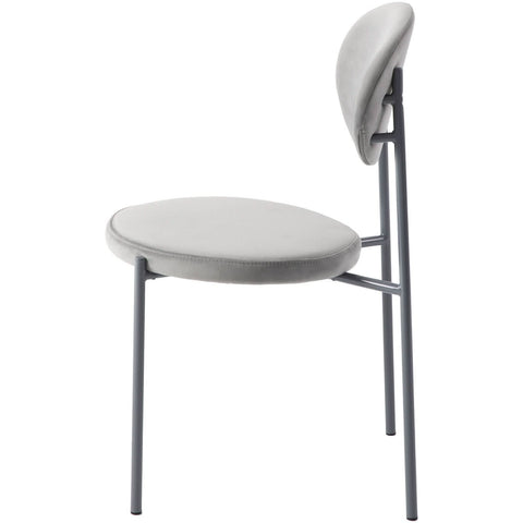 Euston Modern Velvet Dining Kitchen Side Chair with Powder Coated Grey Steel Frame, Set of 4