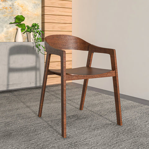 Rivo Dining Chairs in Sturdy Oak Wood with Open Back Design and Armrests