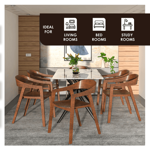 Rivo Dining Chairs in Sturdy Oak Wood with Open Back Design and Armrests