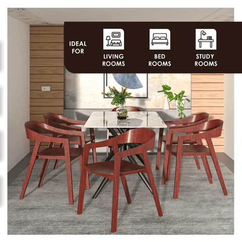Rivo Dining Chairs in Sturdy Oak Wood with Open Back Design and Armrests