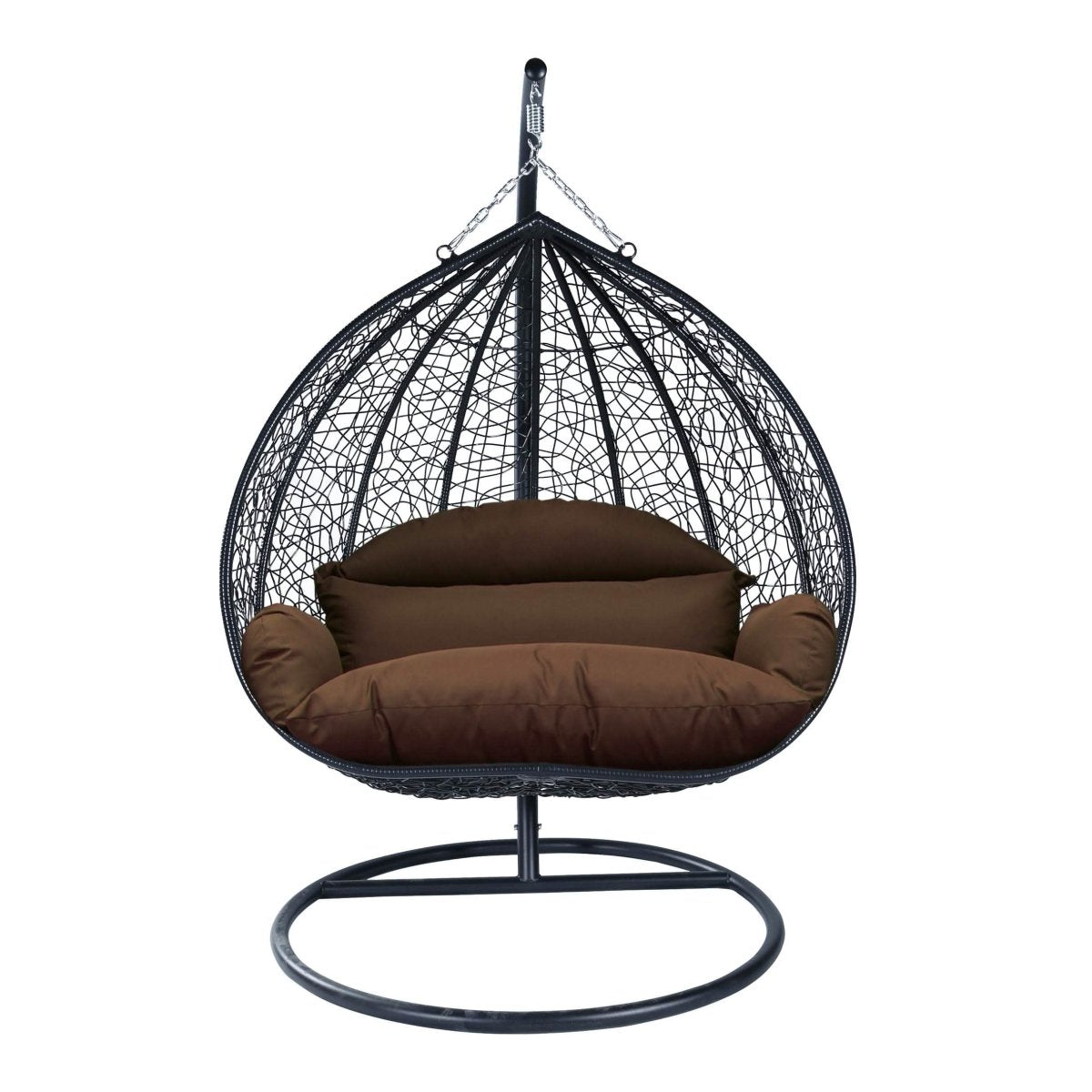 Recluse Modern Outdoor Egg Swing Chair Black/Brown/Grey Frame in Teardrop Design with ES57 Cushion