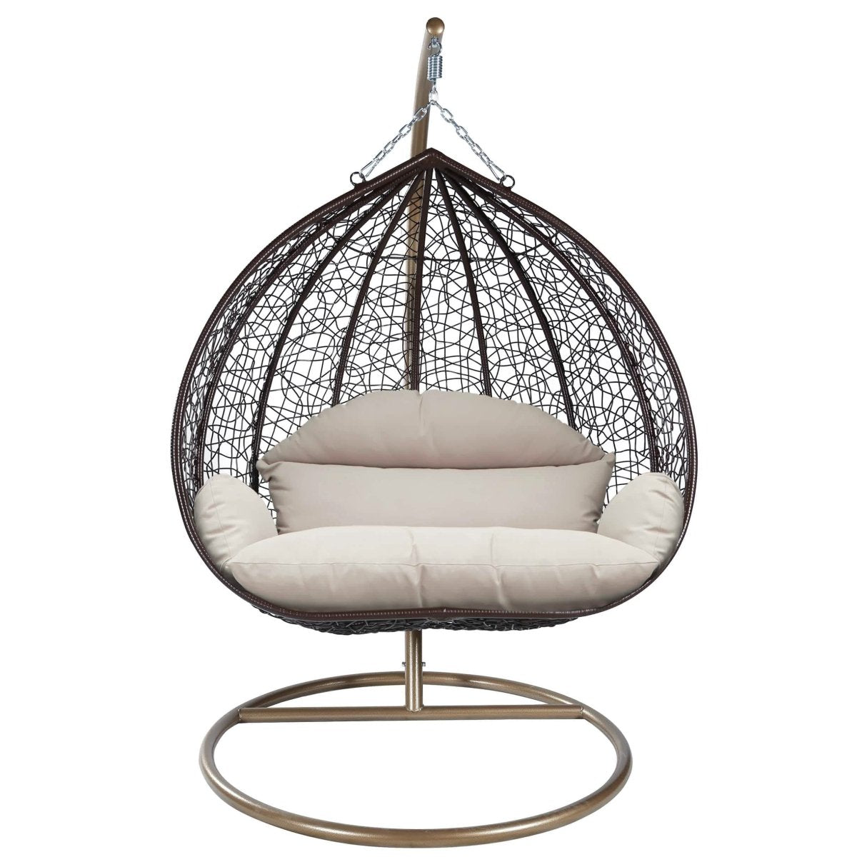 Recluse Modern Outdoor Egg Swing Chair Black/Brown/Grey Frame in Teardrop Design with ES57 Cushion