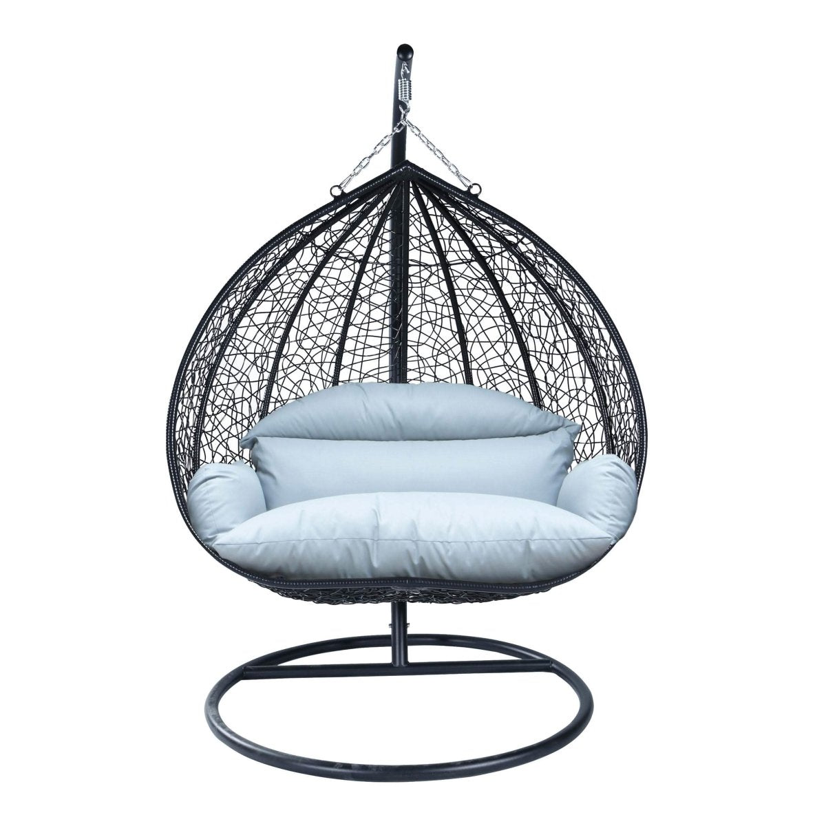 Recluse Modern Outdoor Egg Swing Chair Black/Brown/Grey Frame in Teardrop Design with ES57 Cushion