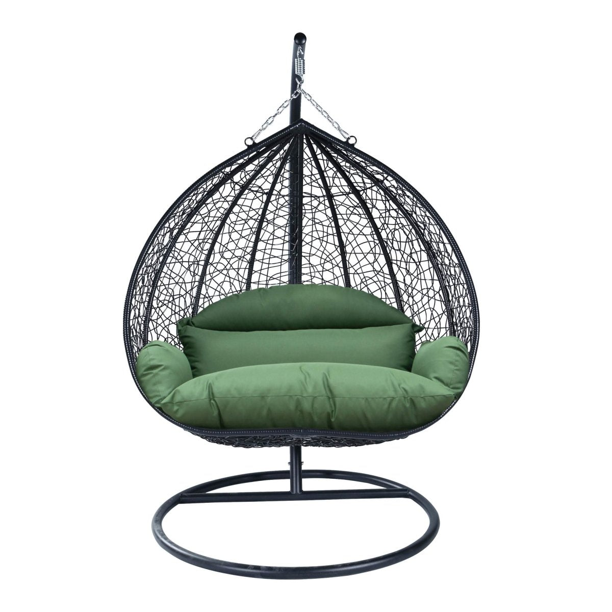 Recluse Modern Outdoor Egg Swing Chair Black/Brown/Grey Frame in Teardrop Design with ES57 Cushion