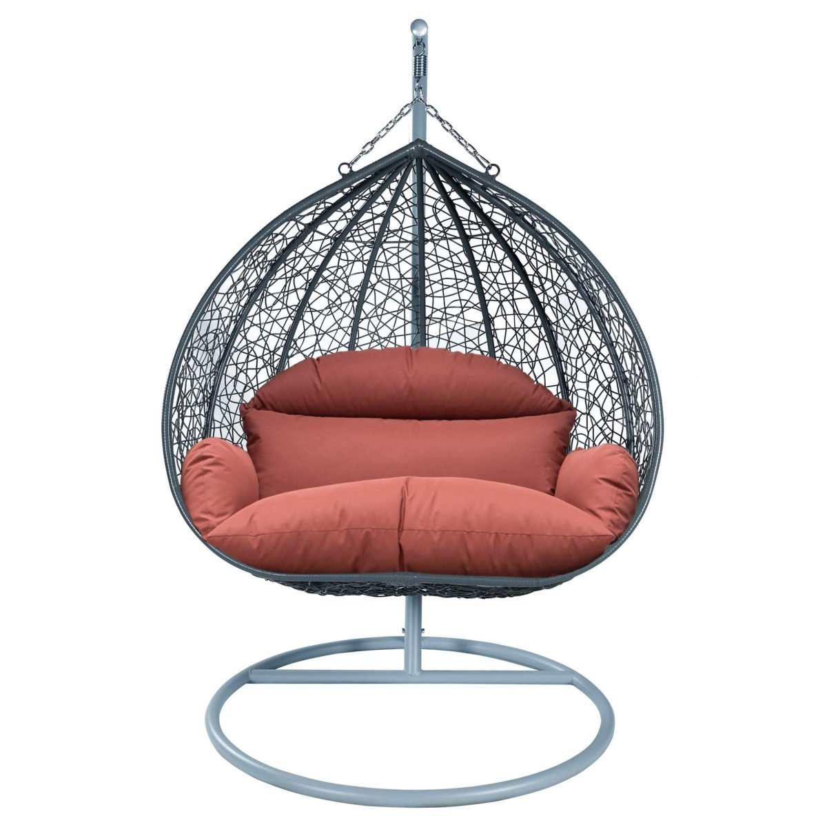 Recluse Modern Outdoor Egg Swing Chair Black/Brown/Grey Frame in Teardrop Design with ES57 Cushion