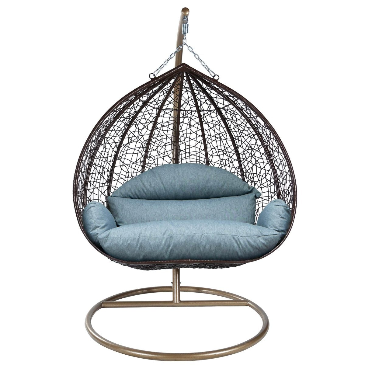 Recluse Modern Outdoor Egg Swing Chair Black/Brown/Grey Frame in Teardrop Design with ES57 Cushion
