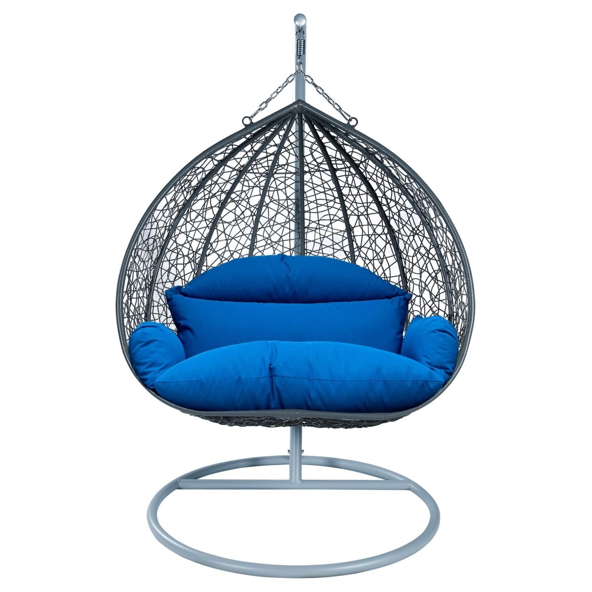 Recluse Modern Outdoor Egg Swing Chair Black/Brown/Grey Frame in Teardrop Design with ES57 Cushion