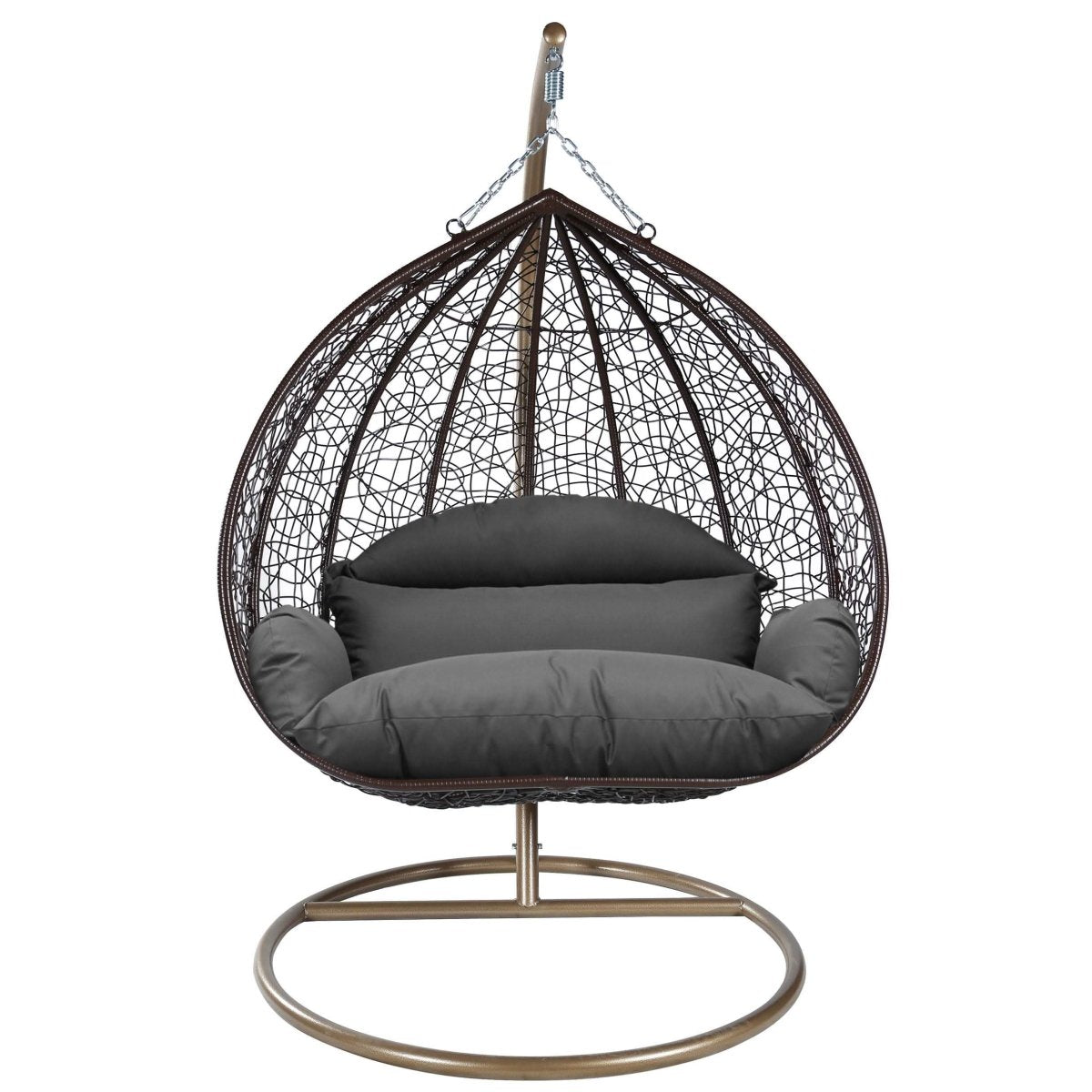 Recluse Modern Outdoor Egg Swing Chair Black/Brown/Grey Frame in Teardrop Design with ES57 Cushion