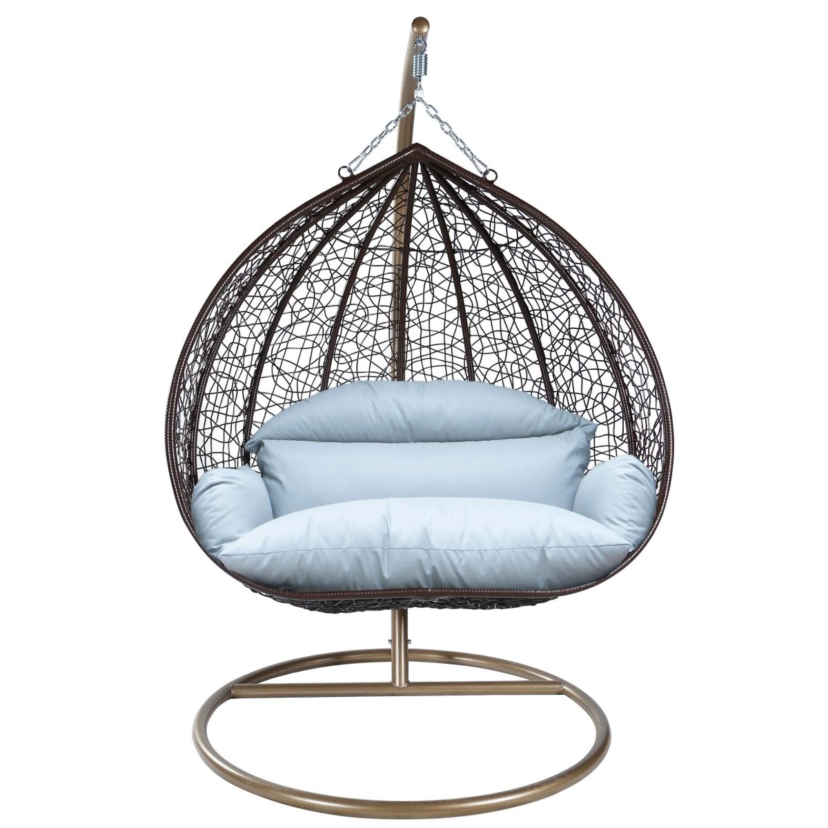 Recluse Modern Outdoor Egg Swing Chair Black/Brown/Grey Frame in Teardrop Design with ES57 Cushion