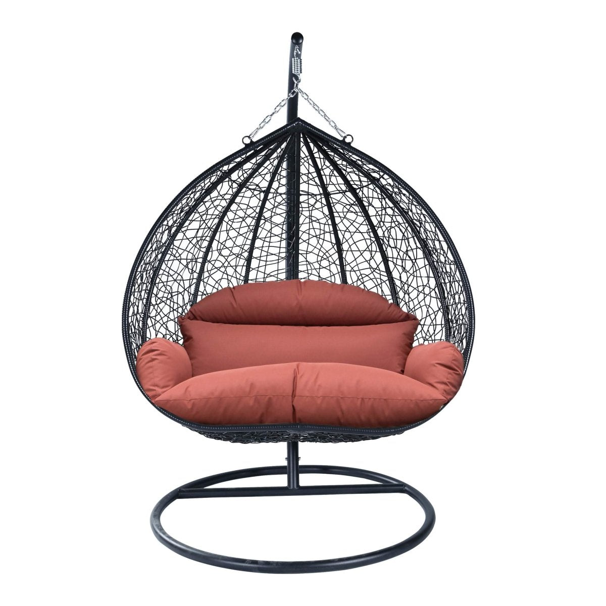 Recluse Modern Outdoor Egg Swing Chair Black/Brown/Grey Frame in Teardrop Design with ES57 Cushion