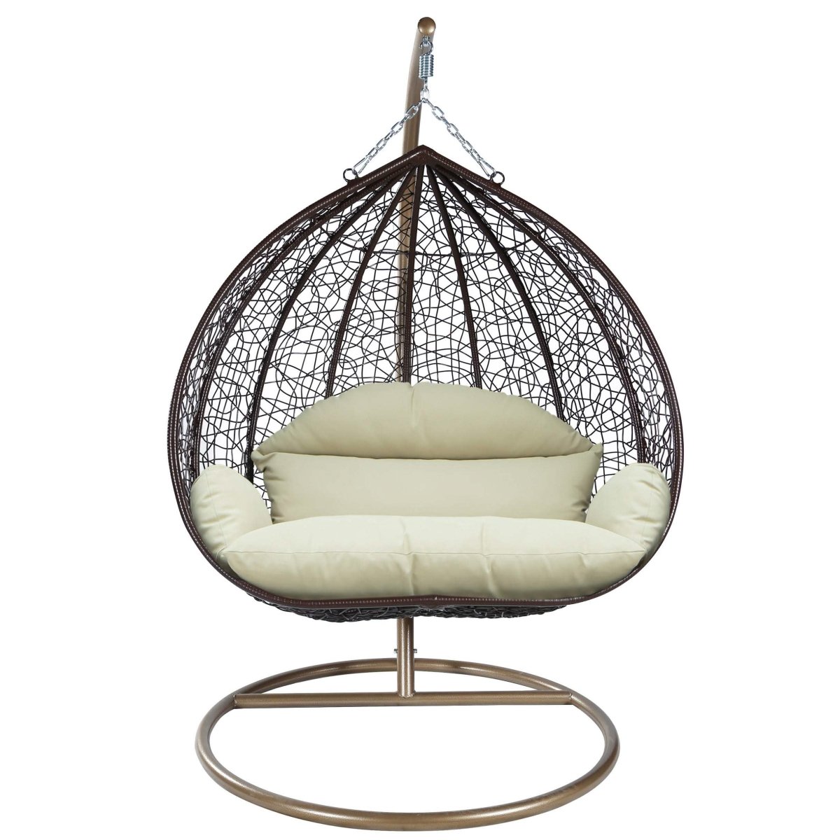 Recluse Modern Outdoor Egg Swing Chair Black/Brown/Grey Frame in Teardrop Design with ES57 Cushion